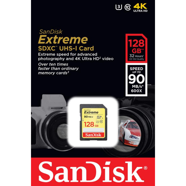 Карта пам'яті SanDisk 128 ГБ SDXC C10 UHS-I U3 R90/W60 МБ/с 4K Extreme
